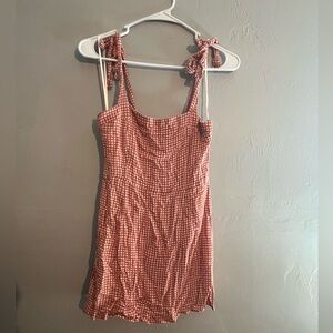 Sage Red and White Gingham Dress